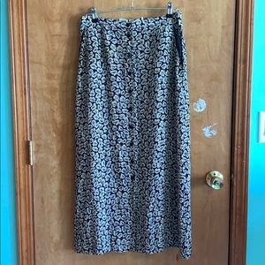 90s vintage black beige blue floral printed skirt